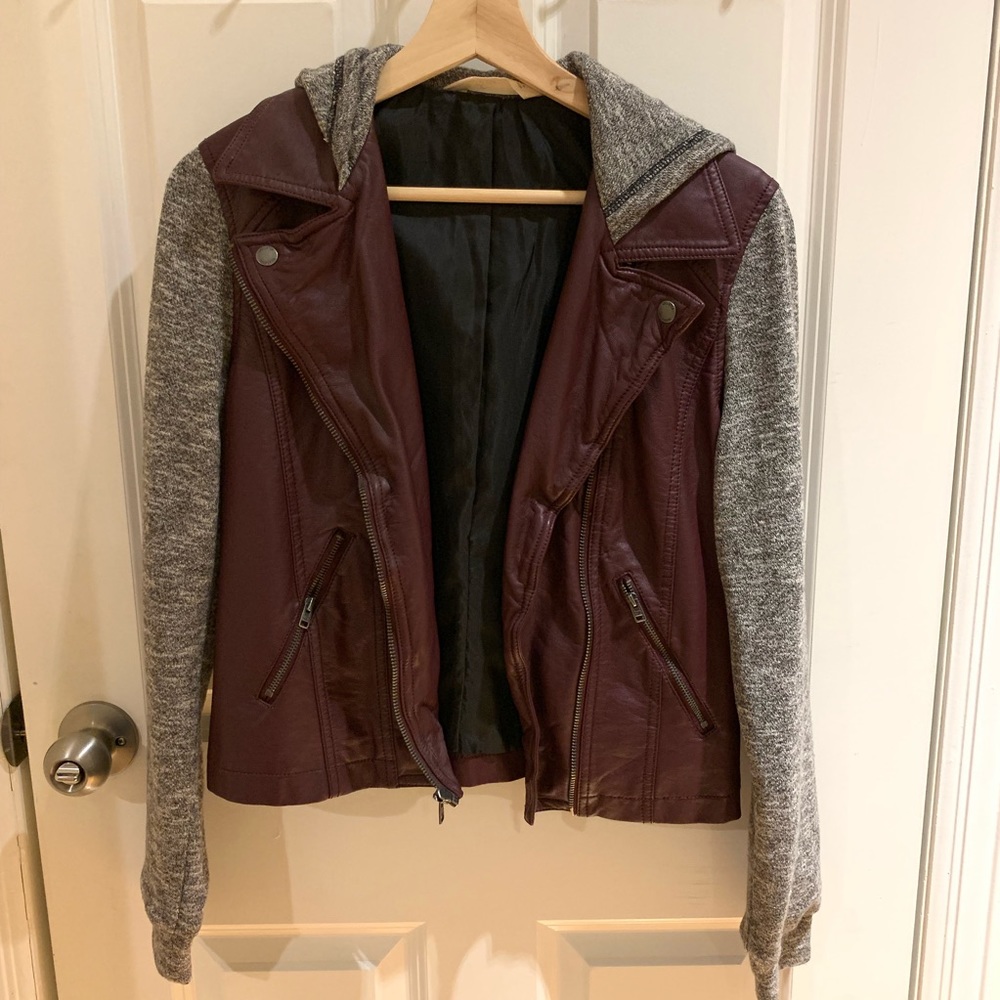 Hollister Faux Leather Hooded Hybrid Jacket